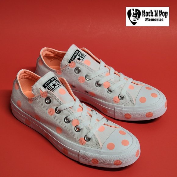 Converse Women's CTAS Ox Polka Dot Canvas 560629F White/Crimson Pulse Size 6 - Picture 1 of 12